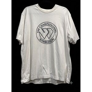 Wimbledon The Championships Tennis Graphic T-Shirt White Mens XL Cotton